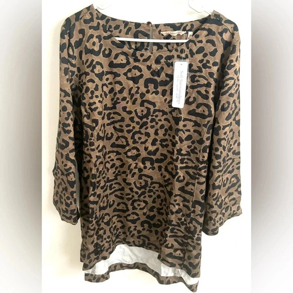 Soft Surroundings Tunic Raelynn Leopard Print Career Blouse Office Casual Mature - Picture 3 of 7